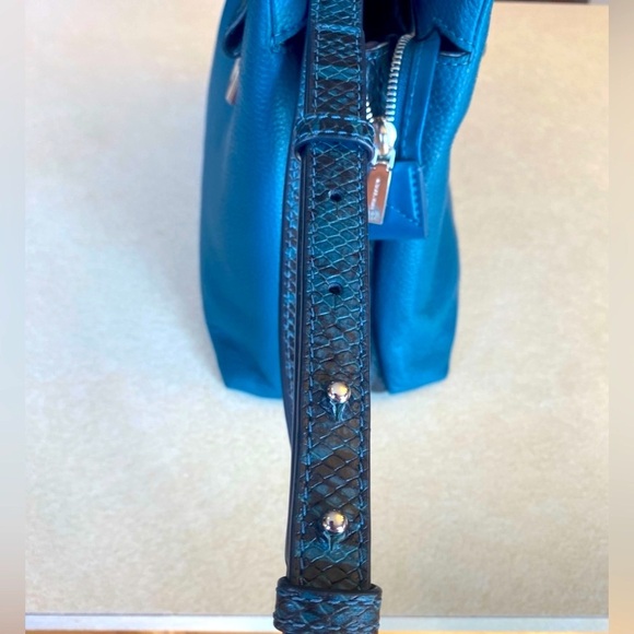 MICHAEL KORS Rollins Python Snakeskin Teal and Black Crossbody, NWT - Picture 17 of 17